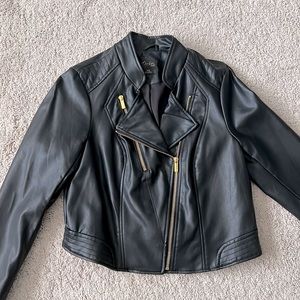 Cropped faux leather Moto Jacket. Black. Medium. NWT   Smoke free, pet free